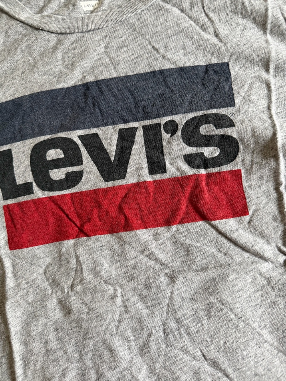 Levi's Women's Gray Tee with Navy and Red Logo - Picture 2 of 5